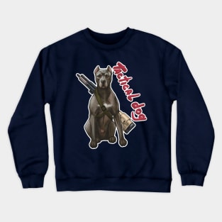 tactical pit bull dog sitting with a sniper rifle Crewneck Sweatshirt